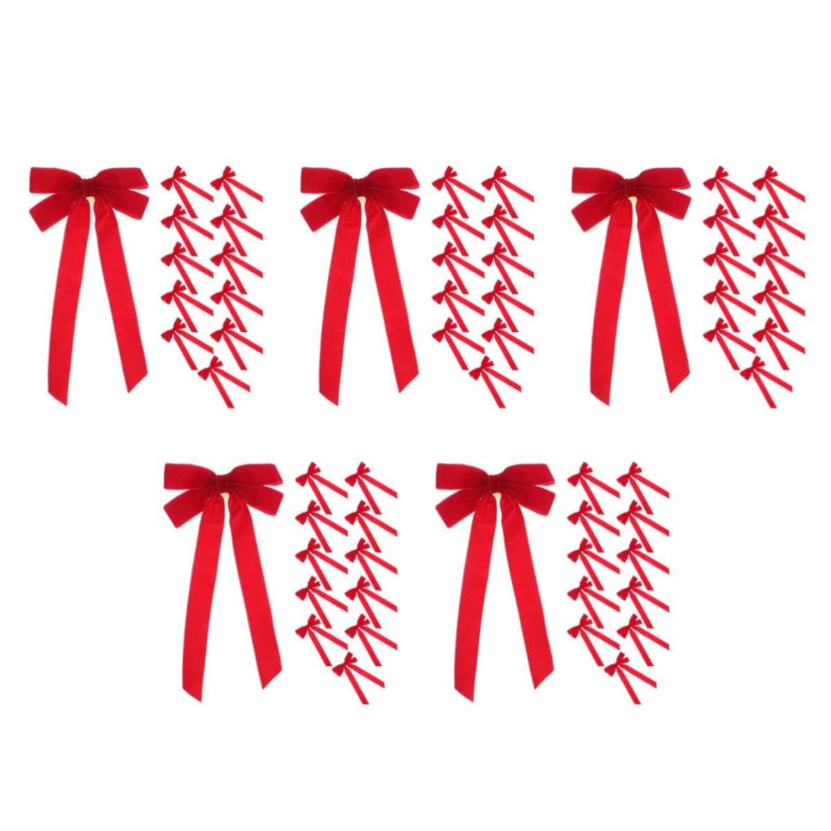 Toyvian 60 Stück Rote Samtschleife für Weihnachtsbaum und Kranz,