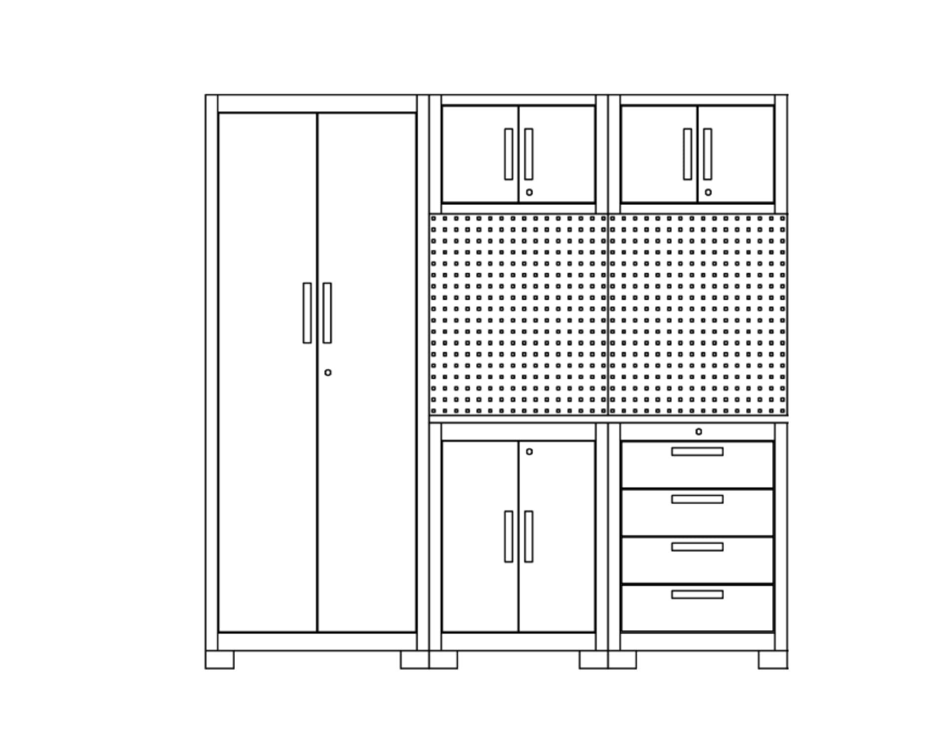 VITO - Armoires modulaires Meubles d'atelier Garage L1.95m HT 2.00m 8 Eléments Modulables Gris Anthracite Pré-montés