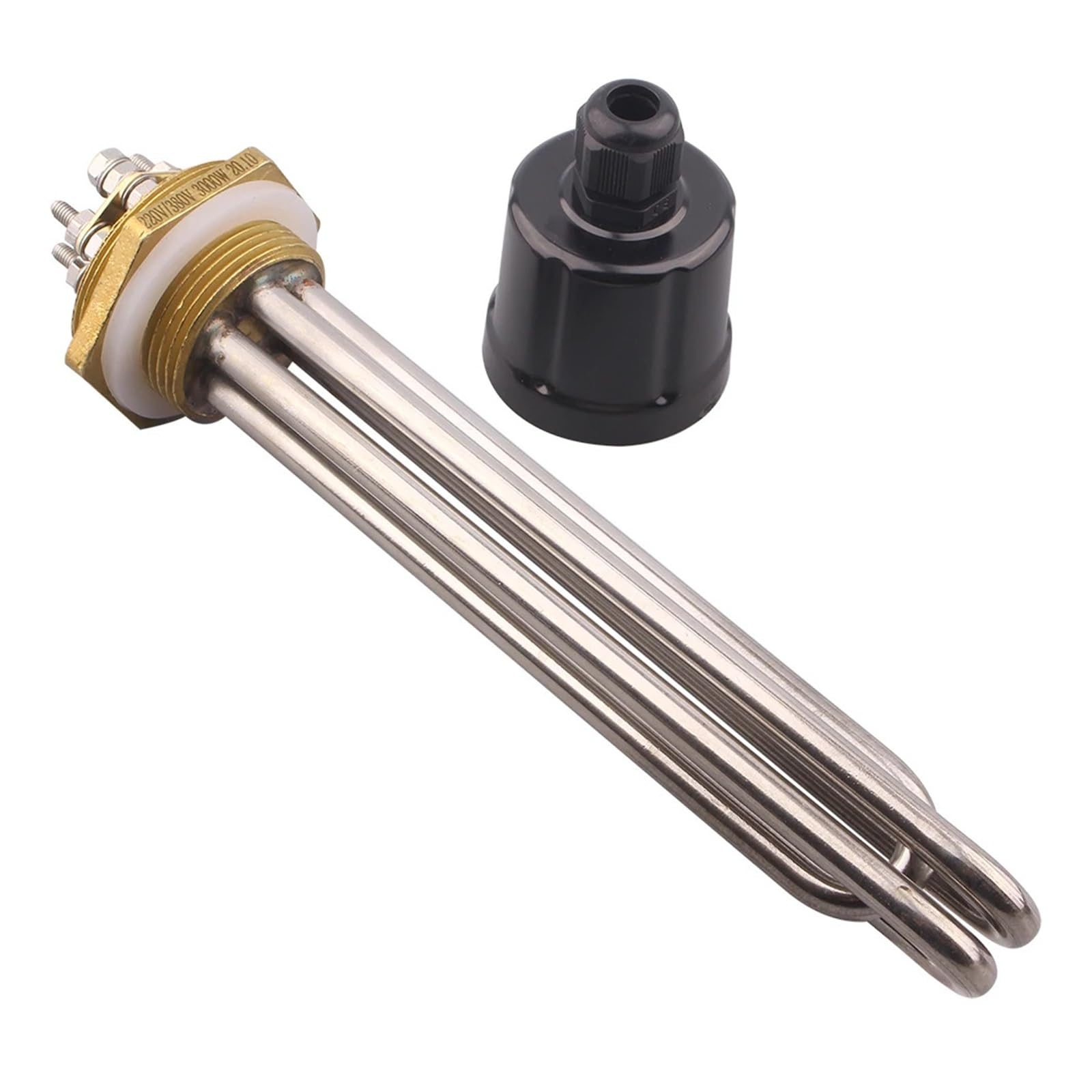 fengpeng Podgrzewacz zbiornika na wodę 220 V/380 V Element grzewczy do kotła DN32 Rurowy elektryczny 2KW 3KW 4,5 KW 6KW 3750W SUS304 (szary, 380 V, 3750 W)