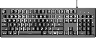 Teclado silencioso Ajazz DKS100, teclado de jogos DOUYU branco retroiluminado com membrana de sensação mecânica, 104 teclas com fio para escritório de jogos e digitação, Preto