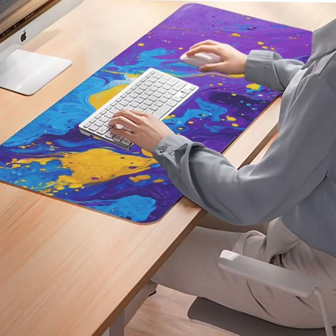 Alfombrilla Ratón XXL 1000 x 500 mm, Azul Alfombrilla de Ratón con Base de Goma Antideslizante, Alfombrilla Escritorio Impermeable Alfombrilla Ratón Gaming Desk Mat, Mouse Pad para Gamer Mármol qw81