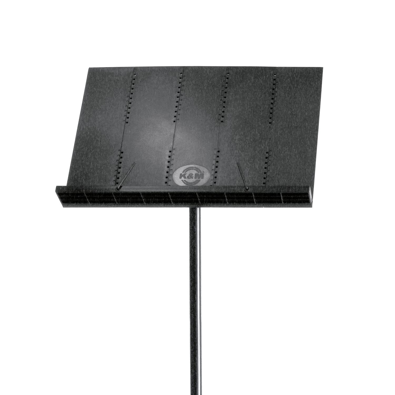 K&M 12120 Leggio d'orchestra nero - ripiano pieghevole - per spartiti musicali, estensione fino a 122 cm - con sacca