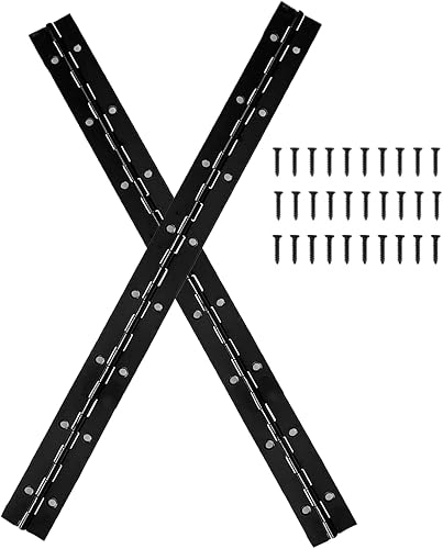 Miniatura 8 de Bisagras negras continuas y de piano de 16 pulgadas, paquete de 4 bisagras a tope de acero inoxidable resistentes con agujero, grosor de 0.05