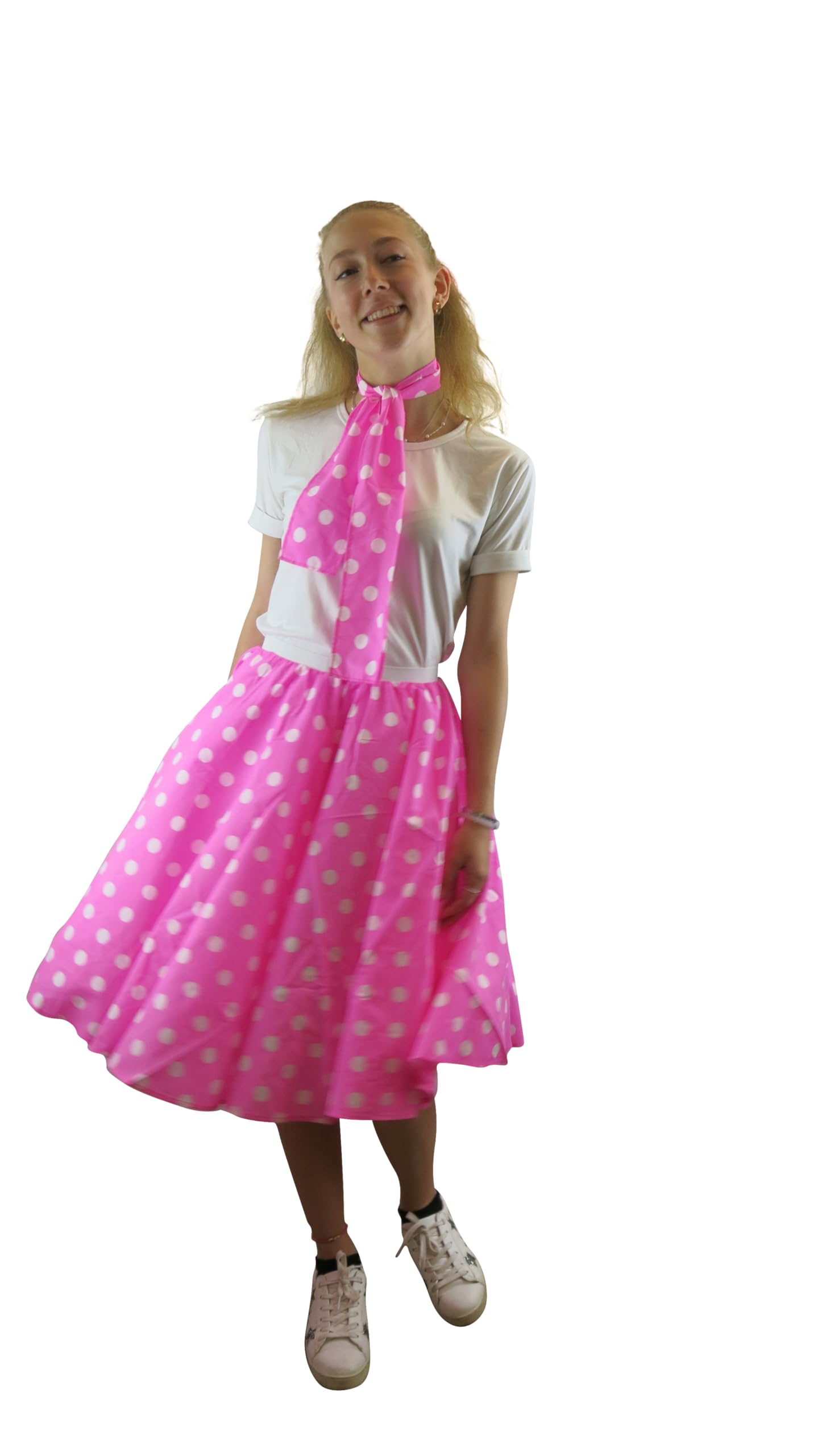 Ladies Rock n Roll Polka Dot Skirt and Scarf 50's - 60's Style Fancy Dress