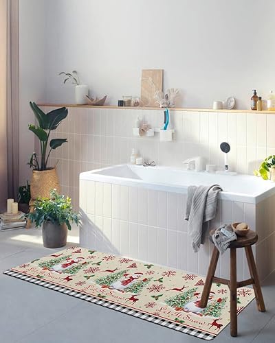 Miniatura 6 de Tapete de baño retro con diseño de muñeco de nieve para bañera, antideslizante, de secado rápido y absorbente, tierra de diatomeas, fregadero de