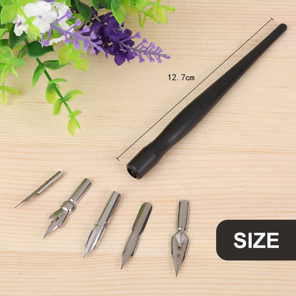 1 set di pennini obliqui per calligrafia inglese in legno con mini scatola e 5 pennini  21