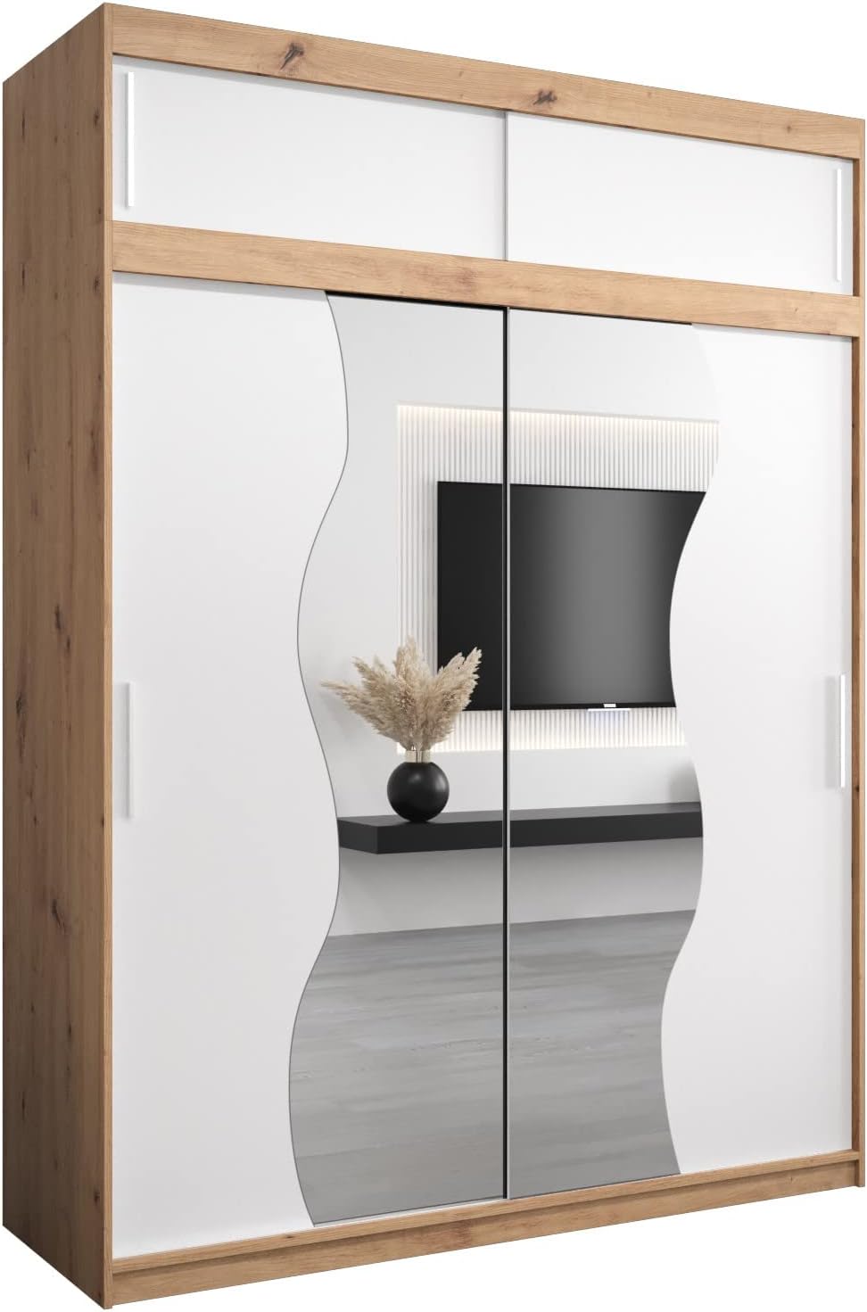 KRYSPOL Schwebetürenschrank Boliwia 250cm - Schwarz & Artisan Eiche