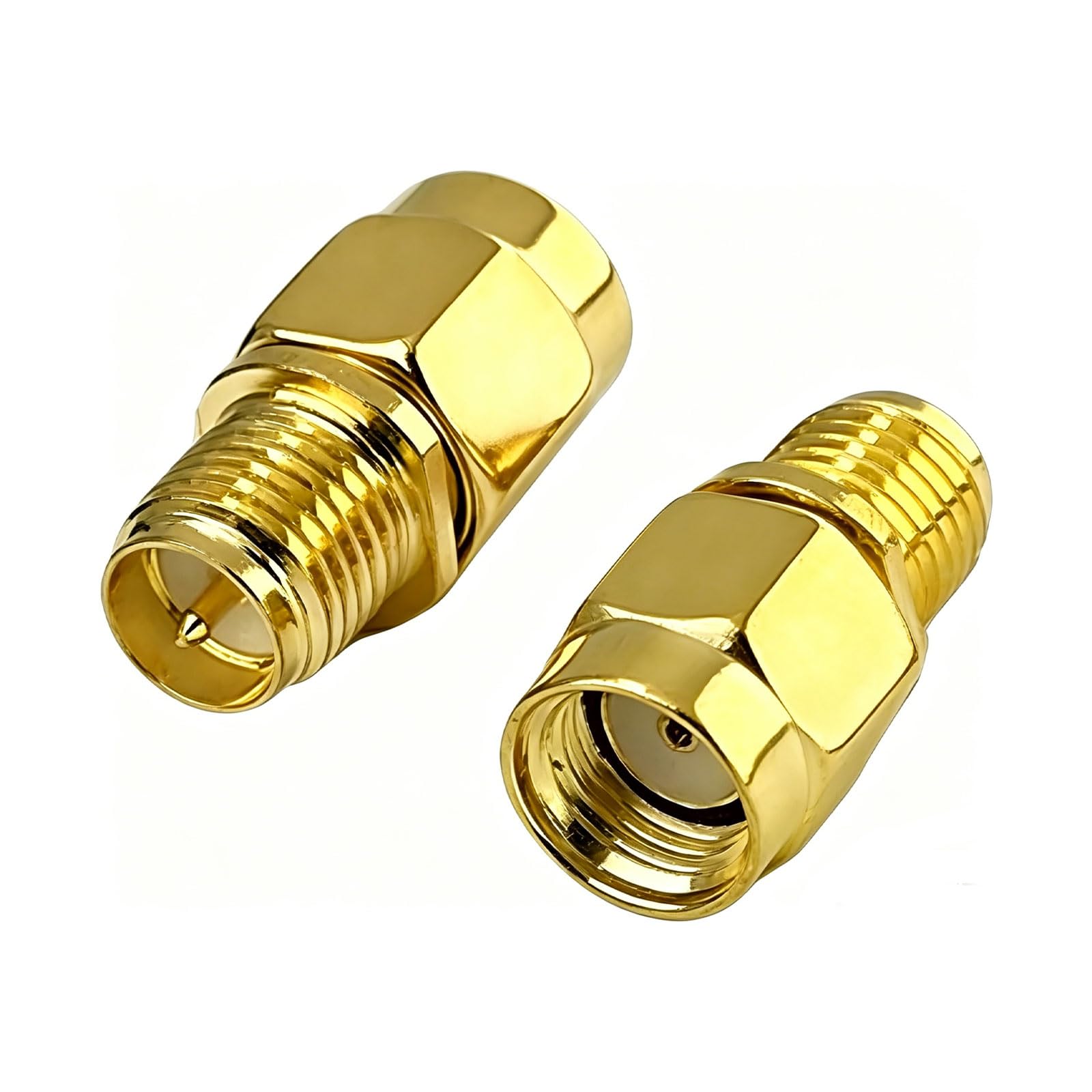 SEYUGOPTI 2 Stück RP-SMA-Buchse auf RP-SMA-Stecker Connector Adapter für WiFi Radio Antenne für Eingangskabel Audio für Antennen Router Koaxialkabel, Verlustarmes
