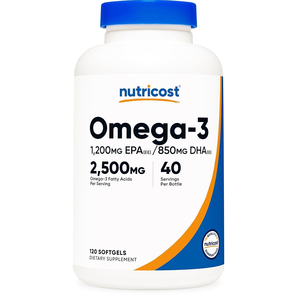 Nutricost Omega 3 Fish Oil - 2500MG, 120 Softgels (40 Serv) - Fish Oil, Wild Caught! 1200mg EPA 850mg DHA - Non-GMO, Gluten Free