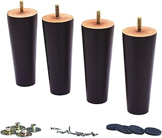 WEICHUAN Round Solid Wood Furniture Legs for Sofa Couch Chair Ottoman Loveseat Dresser Table Cabinet Legs Furniture Feet Replacement(6" Set of 4)