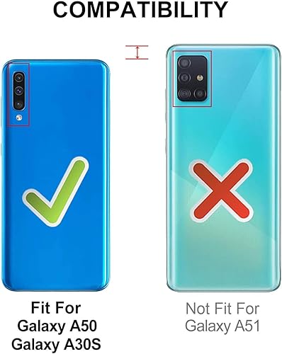 Miniatura 2 de Funda para Galaxy A50 con tarjetero, a prueba de golpes, funda protectora híbrida de silicona resistente para Samsung Galaxy A50, color negro