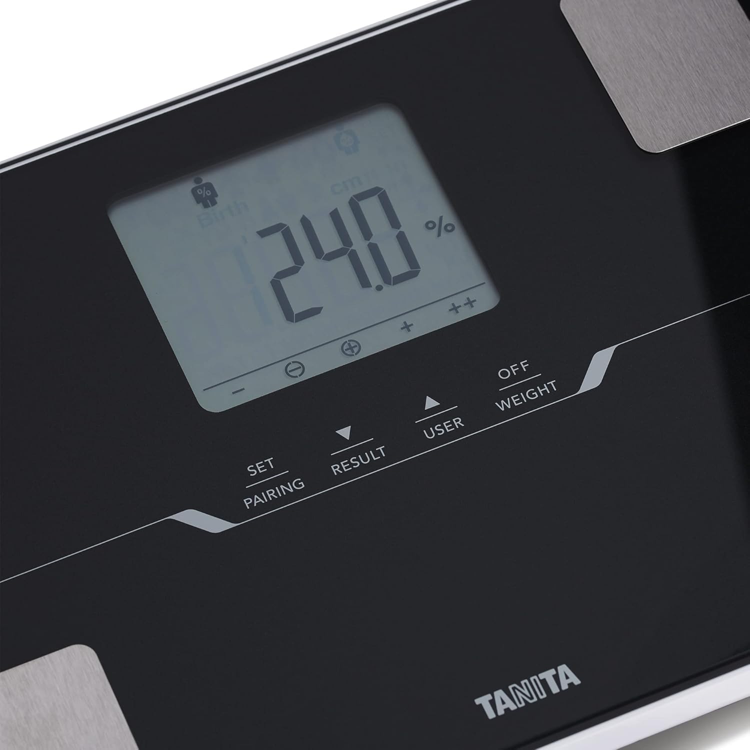 TANITA BC-401 Báscula inteligente de composición corporal familiar compacta negra con aplicación para seguimiento de la aptitud física