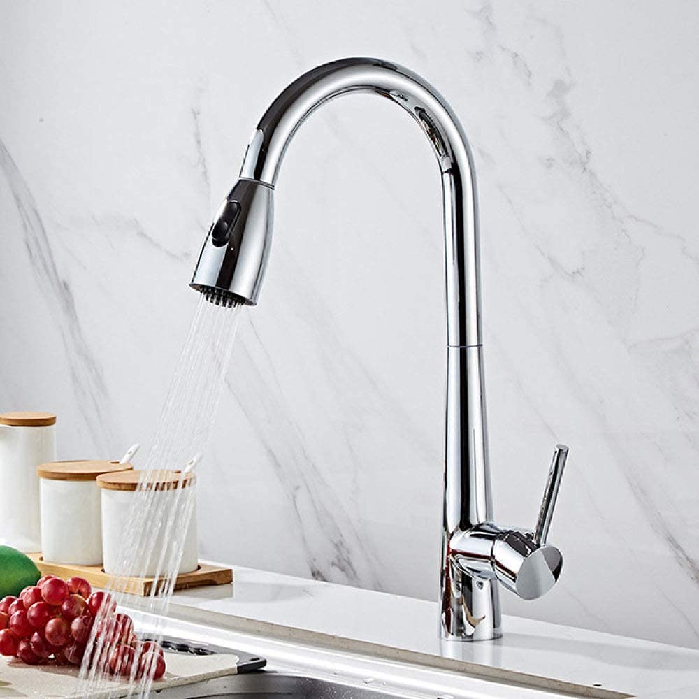 Grifo del fregadero Baño de cocina, Grifo mezclador de cocina, Grifos de cocina Grifo del fregadero Grifo de cocina extraíble Grifo monomando giratorio de un solo orificio Grifo mezclador de agua,A/a
