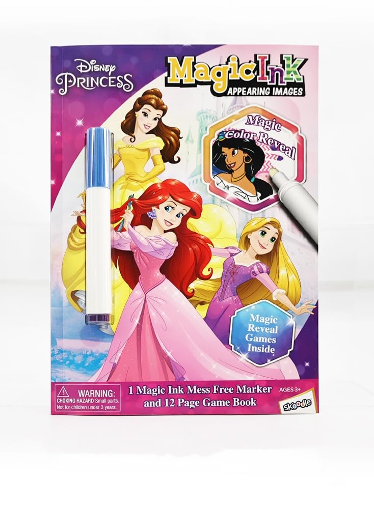 SKOODLE Disney Magic Ink Pictures Coloring Activity Books Set with Mess Free Marker(Set of 4,Disney Princess,Micky,Minnie,Frozen,Avengers&Mickey) Early Education Doodle Painting Toys for Kids 3+years