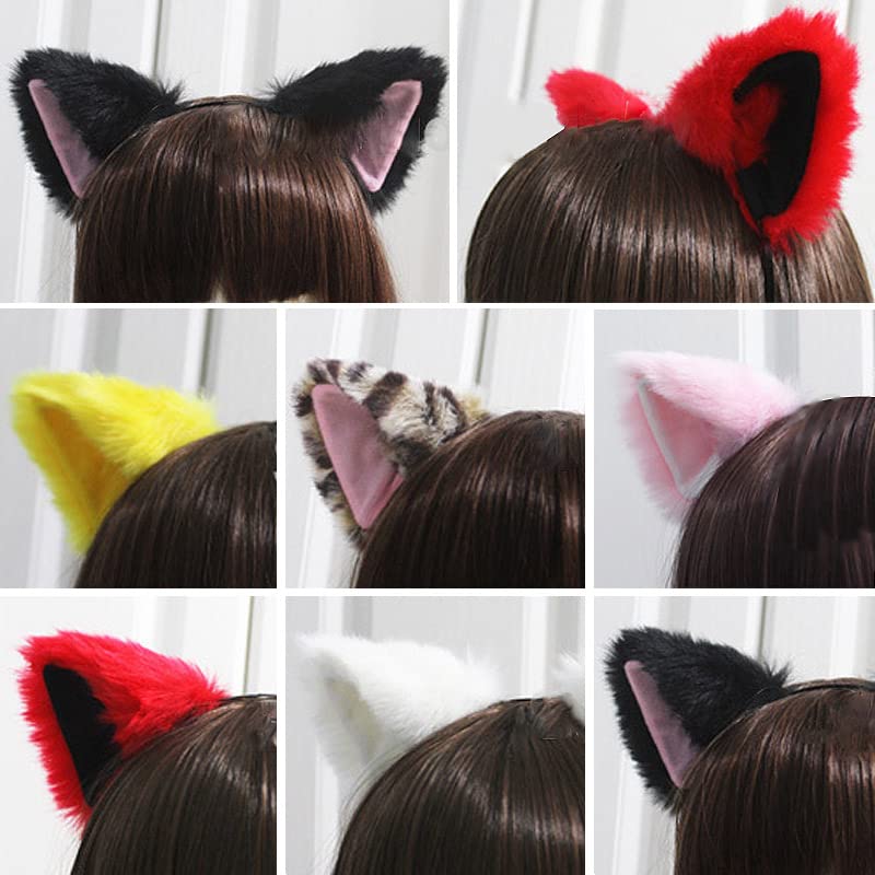 HXINFU Cat Fox Long Fur Ears Headband Cosplay Party Costume Hair Clip for Women Girls Halloween Gifts (2 PCs) - Image 7