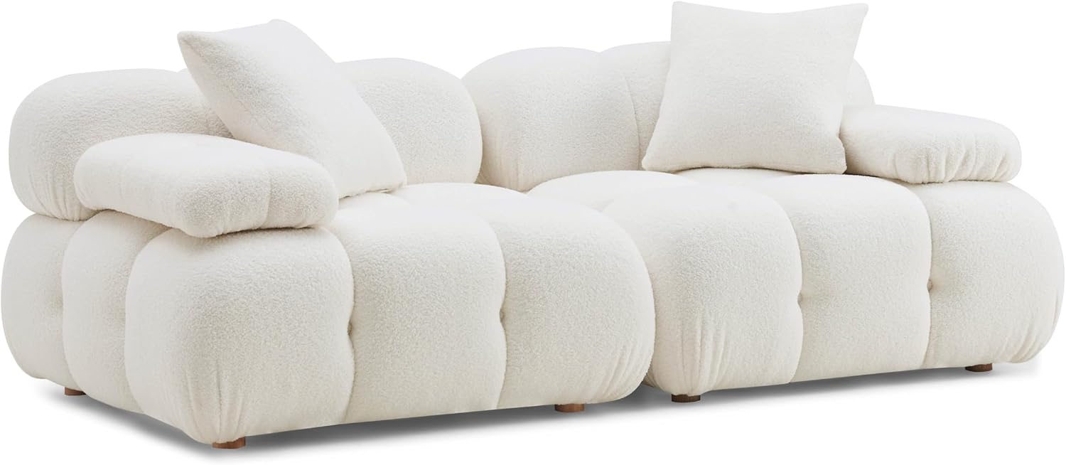 Tov Furniture Calliope Cream Vegan Shearling Modular Loveseat