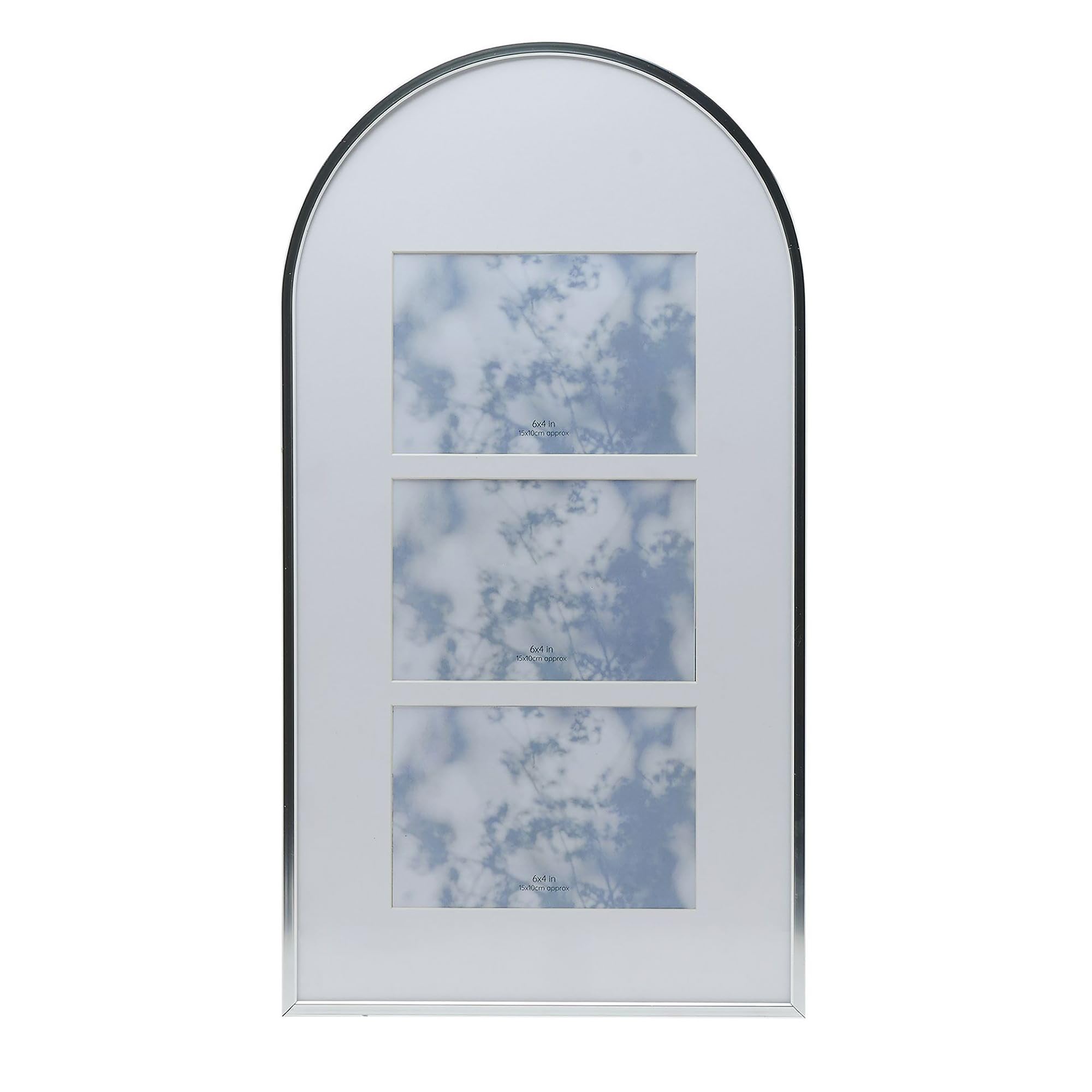 pf+a Arched Photo Frame, Triple 6x4 inch Collage, Silver-plated Metal (Silver) Multi 6x4 Arched Photo Frame - Gold Triple 6x4 inch Collage Picture Frame/Wedding Photo Frames