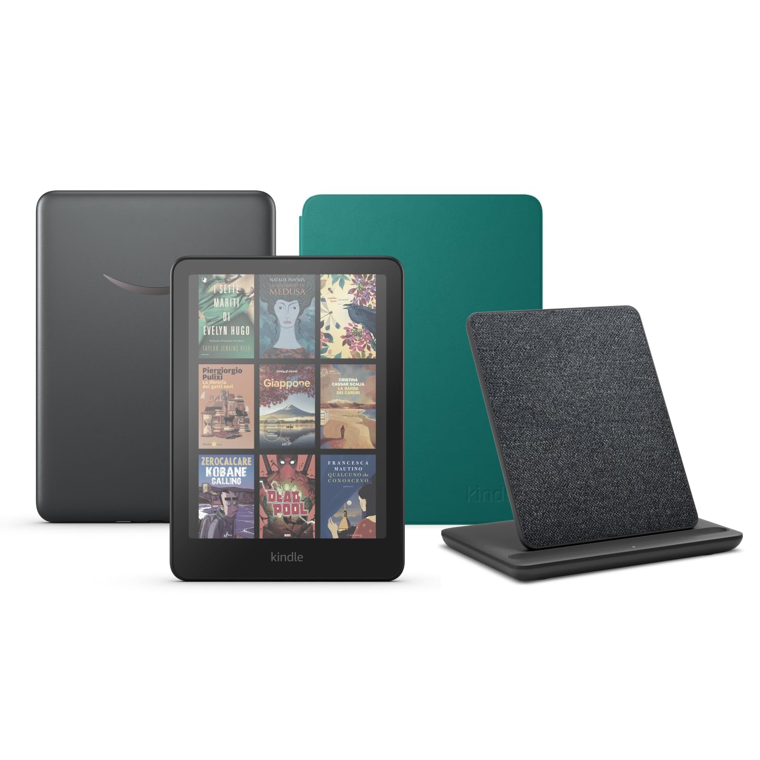 Kindle Paperwhite Signature Edition (versione 2024) da 32 GB senza pubblicità, una cover basata su Amazon Plant e un dock di ricarica wireless Made for Amazon