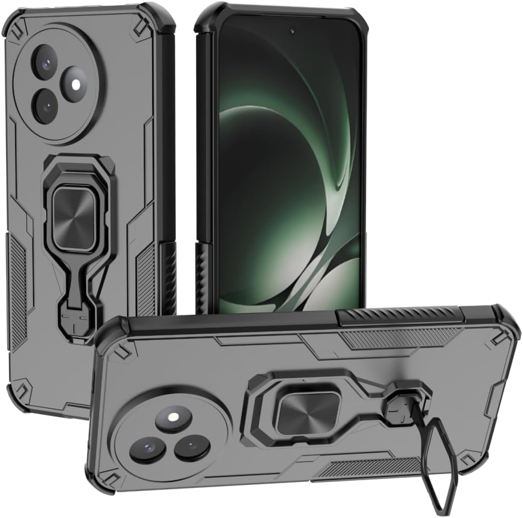 Case for Huawei nova 14 Pro Case,Ring Kickstand Holder Magnetic Stand PC/TPU Bumper Outdoor Military Grade Heavy Duty Shockproof Protective Phone Case Cover-Black