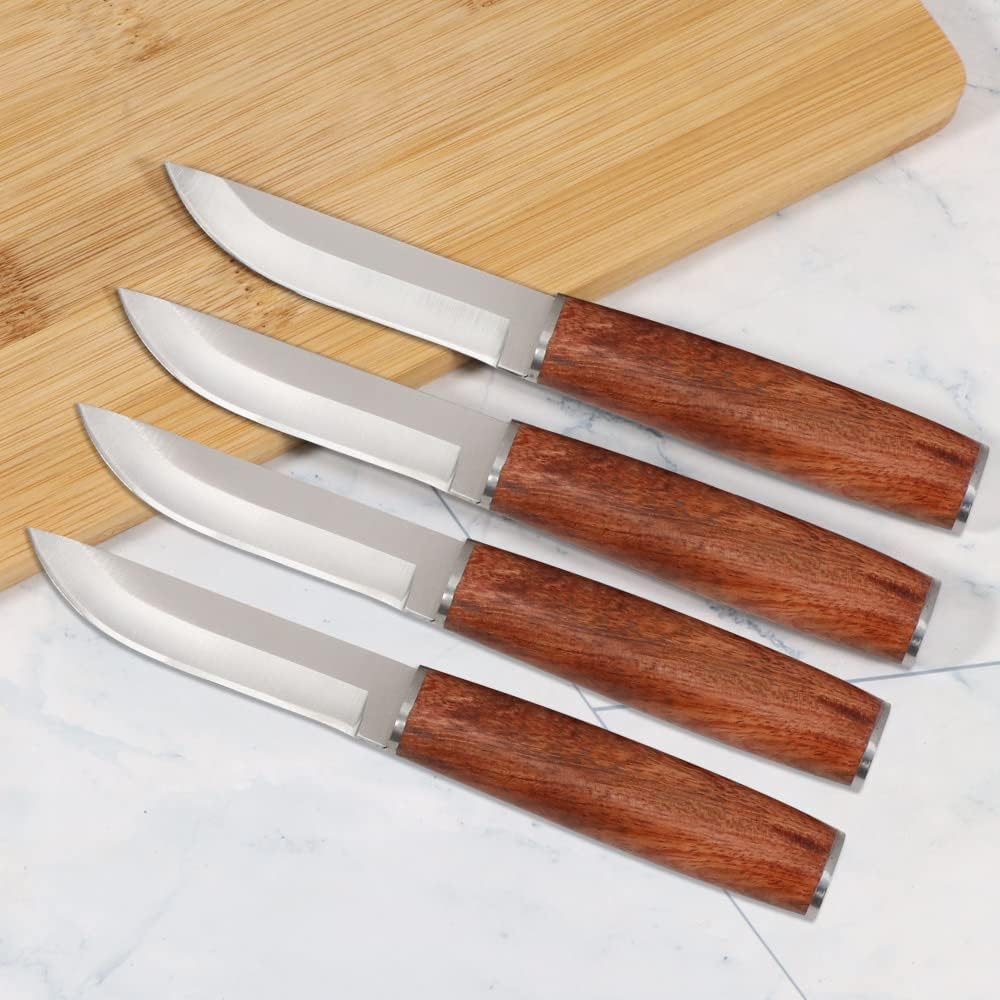 Steak Knife Set, 4PCS Steak Knives Set Wooden Handle Utility Knife Rosewood Kitchen Paring Tool German Fruit Peeling Knife BY KKZY (Color : 4pcs)