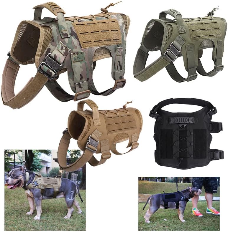 Outdoor Hunting Dog Clothes Molle Load Jacket Gear Vest Carrier Tactical Dog Training Vest Harnesses - Black L