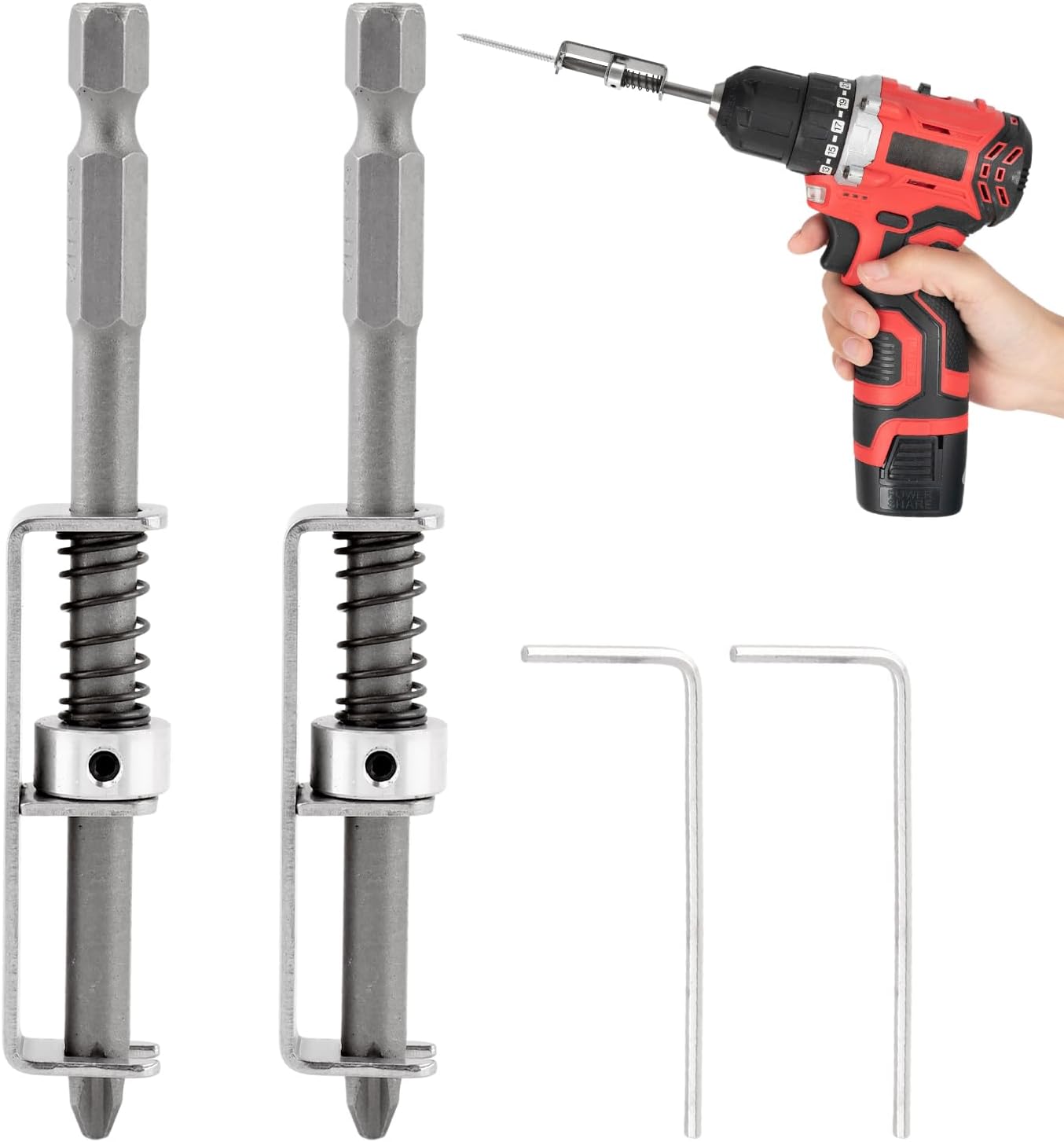 2 Pcs Spring-loaded Screw Holder Bit, Screw Fixing Drill Bit One-Handed Operation Spring Positioning Bits, Universal Screws Retaining Tool for Electricians, Mechanics, Home Repair