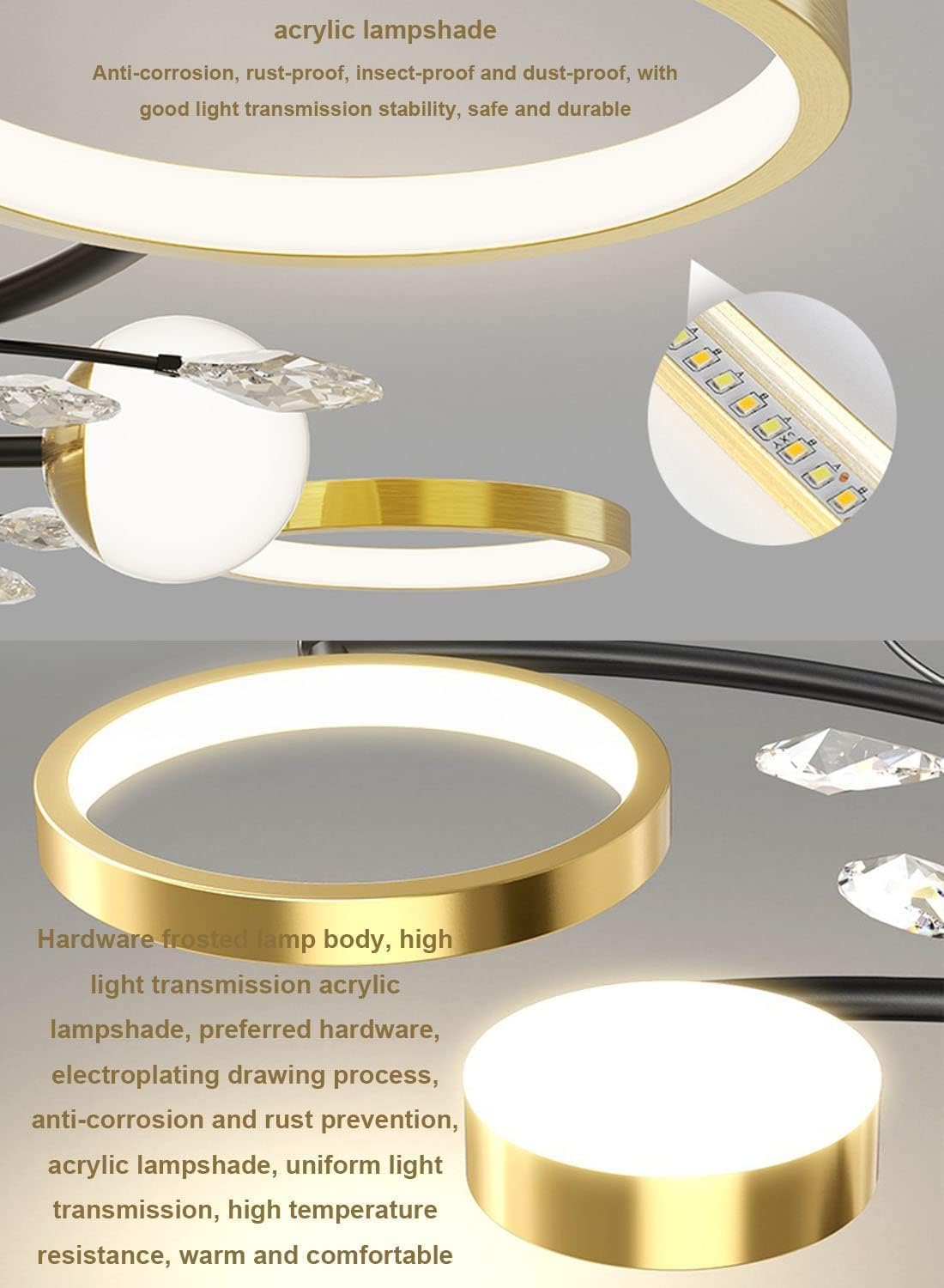Lampa sufitowa LED w stylu nordyckim, kwiatowa lampa wisząca z połowy wieku, do sypialni, salonu i jadalni, solidna oprawa do zabudowy, 6/8/10 (8 świateł)
