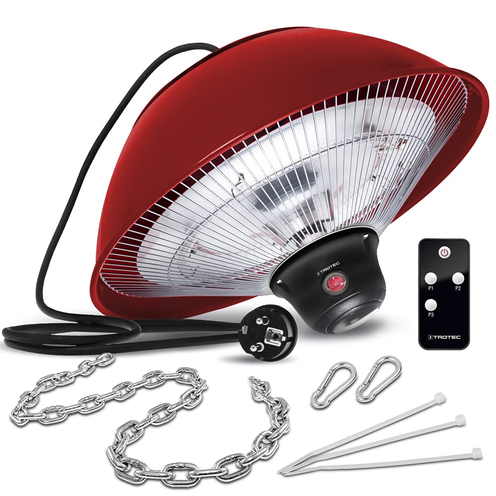 TROTEC Chauffage infrarouge plafond IR 1510 SC | Radiateur électrique suspendu | Chauffage Infrarouge | matériel de montage incl. | Chauffage de terrasse | 1.500 W | IP34 | Convient pour 10 m² max.