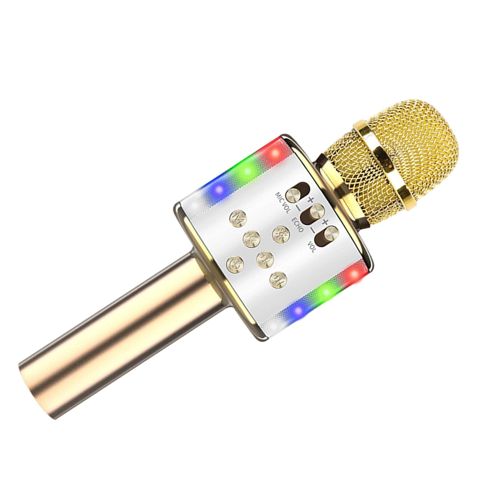 Mikrofon karaoke Bluetooth 4 w 1 z tańczącymi diodami LED, przenośny dla dzieci i dorosłych – oszałamiający dźwięk KTV na żywo, wielofunkcyjny mikrofon na imprezę domową