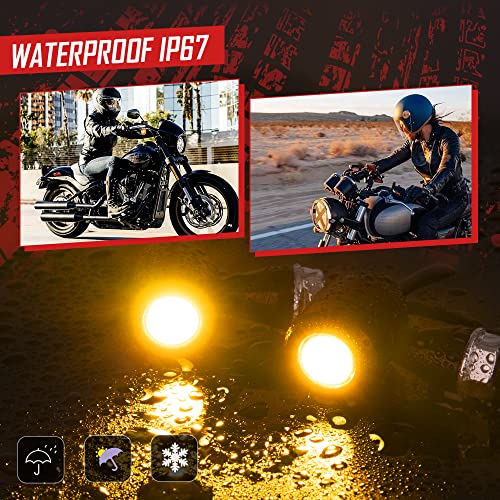 Hazawa Micro Led Motorcycle Turn Signals Mini Blinkers Small Front Rear Indicator Compatible With Harley Davidson Honda Kawasaki Suzuki Triumph Yamaha Cruiser Choppers Street Bike (Style A) #TOP6