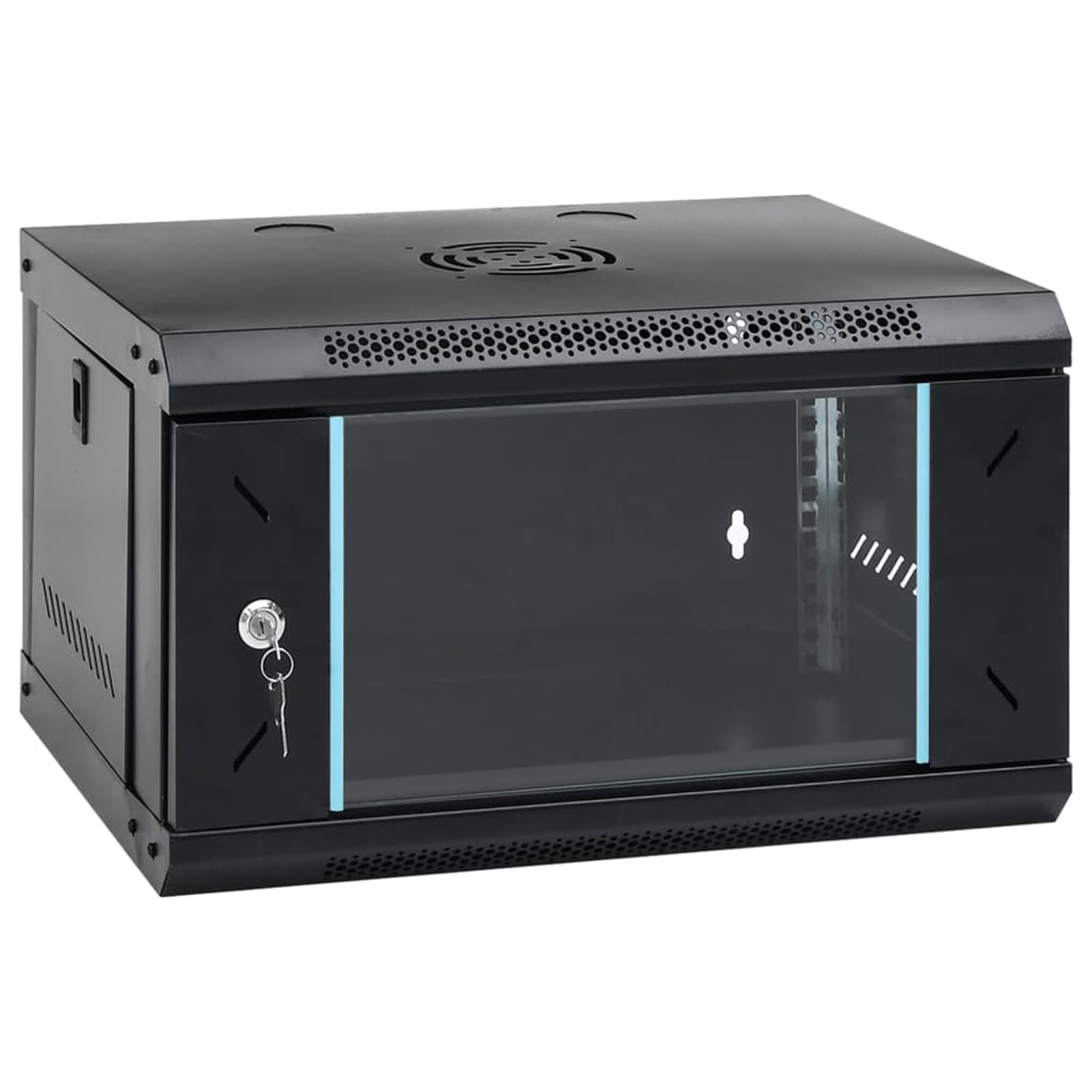 6HE Armoire réseau murale 19" IP20, acier laminé à froid et verre trempé, noir, 53 x 40 x 30 cm, pour appareils réseau et serveurs