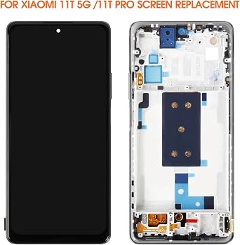 OLED Screen for Xiaomi 11T Screen Replacement for Xiaomi 11T Pro LCD Screen for Xiaomi 11T 5G Touch Display Digitizer Assembly 21081111RG Repair Parts (with Fingerprint Function) (Black with Frame)