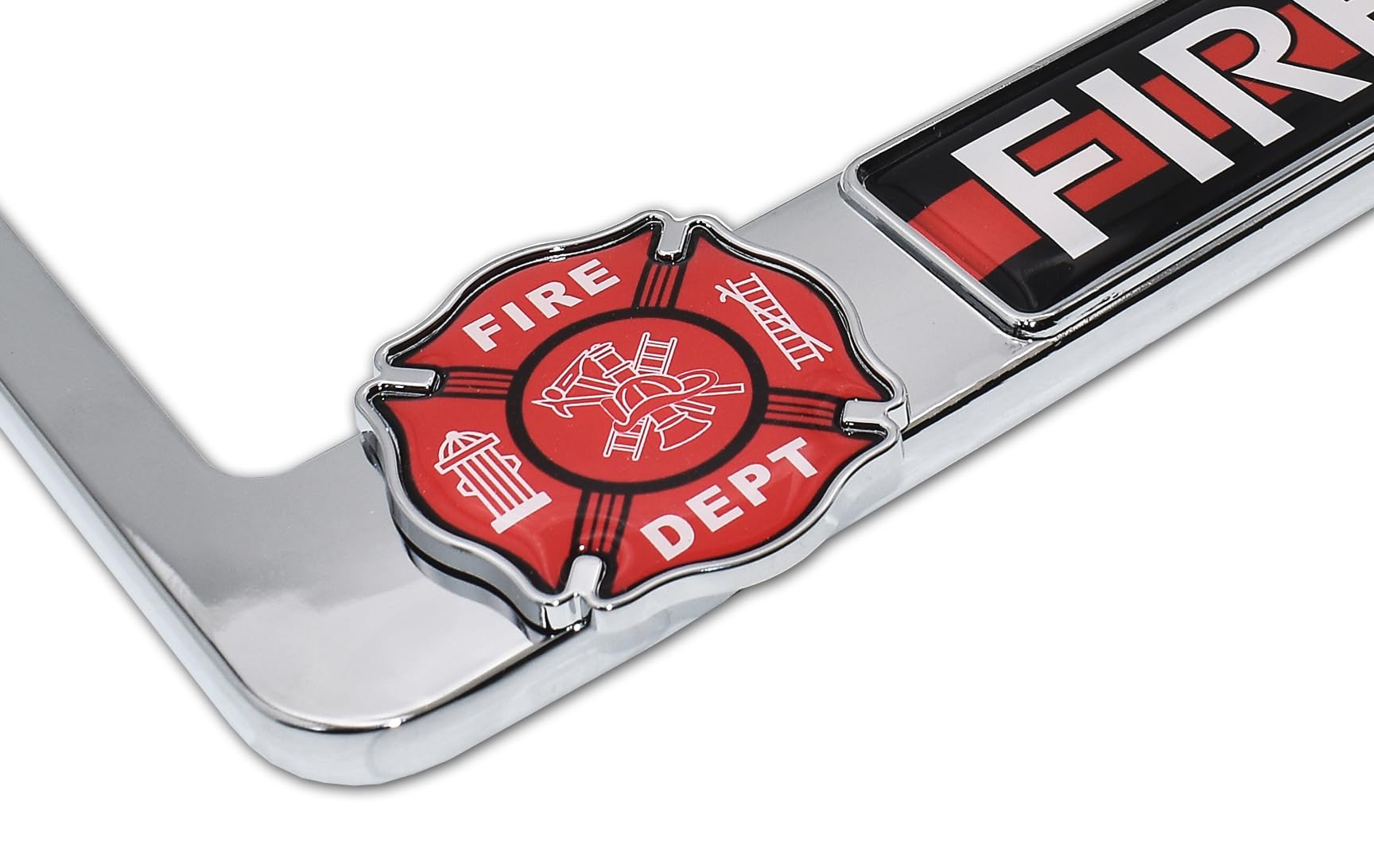 Firefighter Black Plastic Open License Plate Frame | Elektroplate