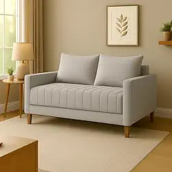 Sofá Requinte Cinza Claro 1,40m 2 Lugares Linho Para Recepção E Consultório