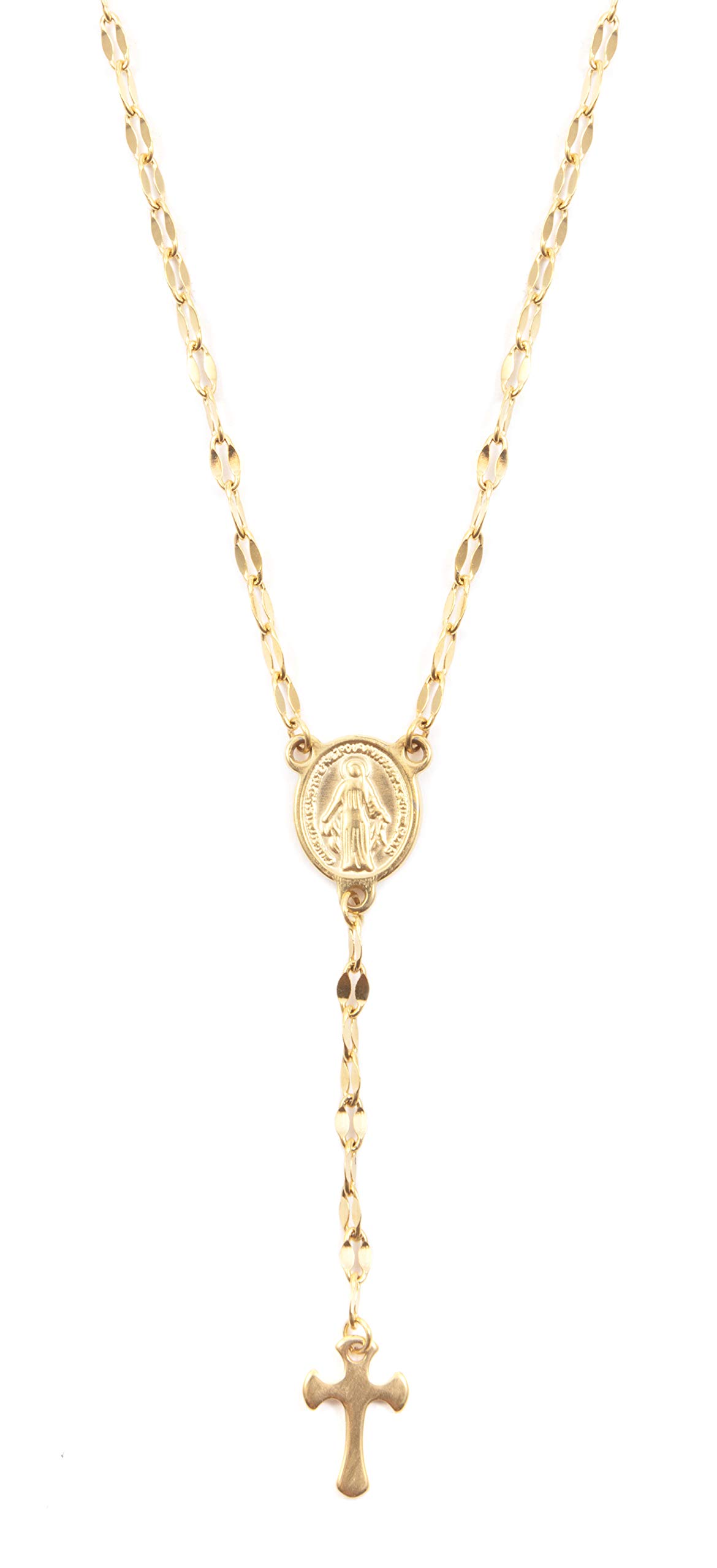Happiness Boutique Damas Collar Cruz con Moneda en Color Oro | Collar Y de Acero Inoxidable