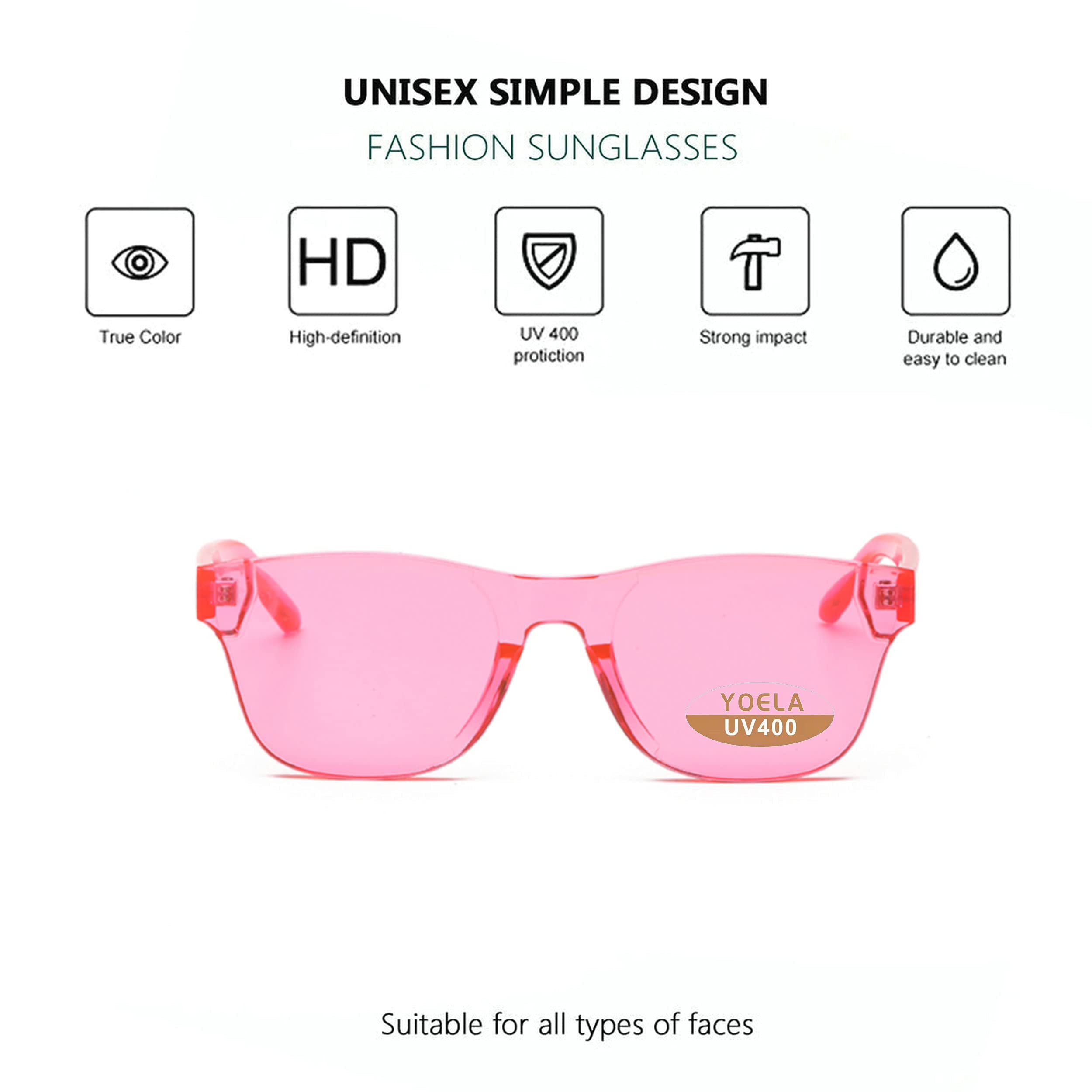 Übergroße quadratische randlose Sonnenbrille getönt Unisex Damen Herren Einteilige farbige transparente Brille Retro Brille