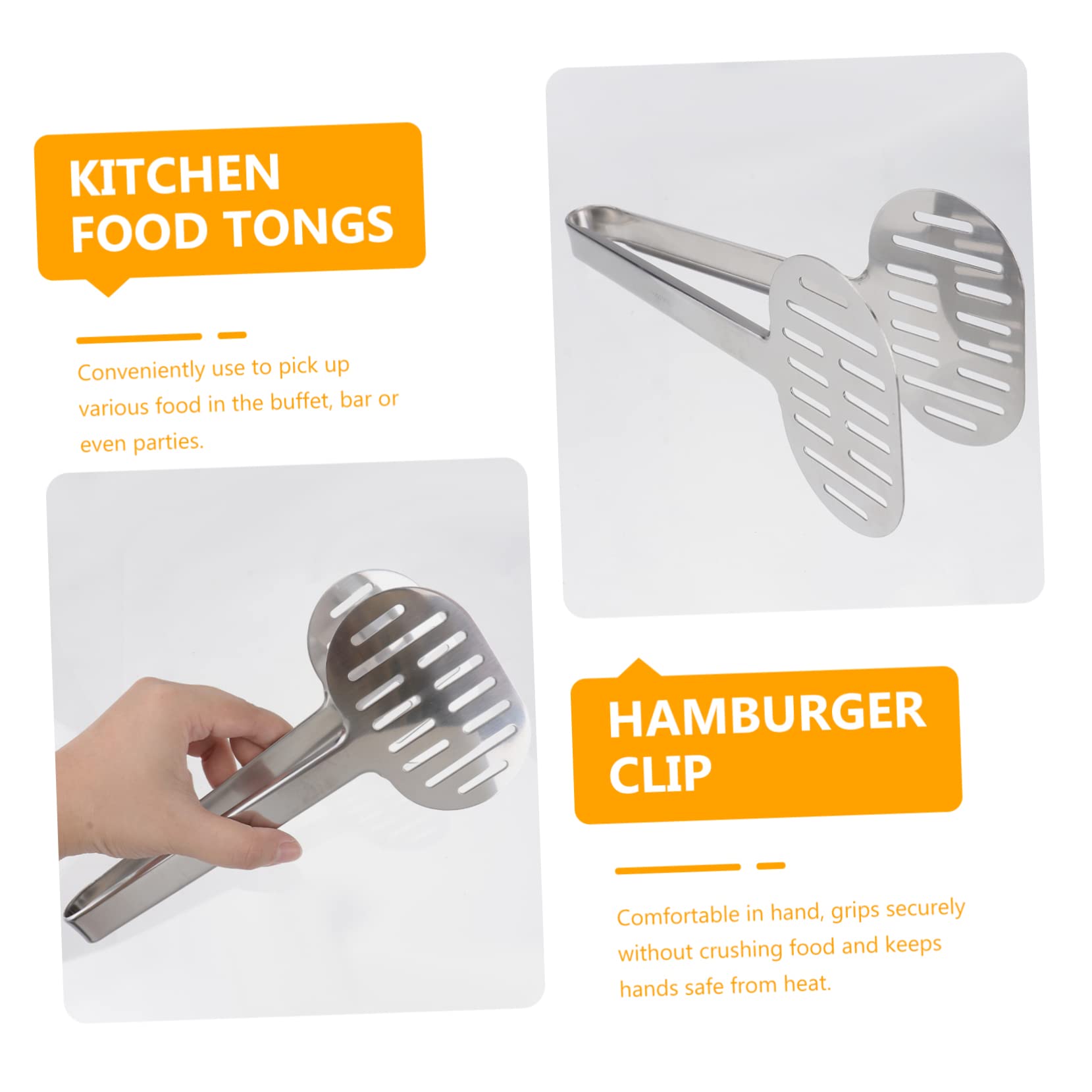 IMIKEYA 3pièces Pince à Aliments Acier Multifonctionnelle Pour Cuisine Pince Anti-brûlure Pour Burgers Poissons Œufs Pour Buffets Et Réceptions