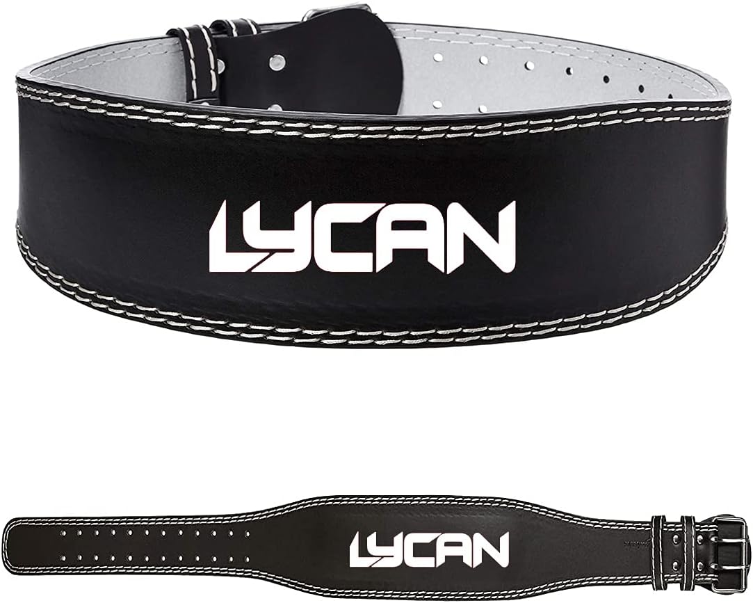 LYCAN leather weight lifting belt | Body Fitness Gym Back Support Weightlifting Belt | Unisex | Adjustable Buckle | Power Training (Small - 25" to 30")