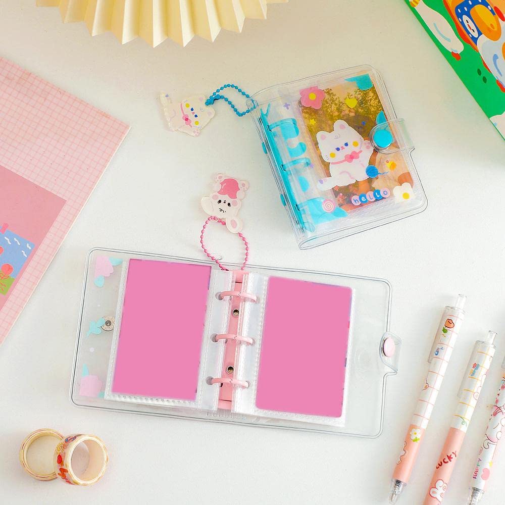 Juego de 10 bonitos álbumes de fotos, 10 bolsillos, soporte para identificación con colgante para tarjetas de fotos, color blanco