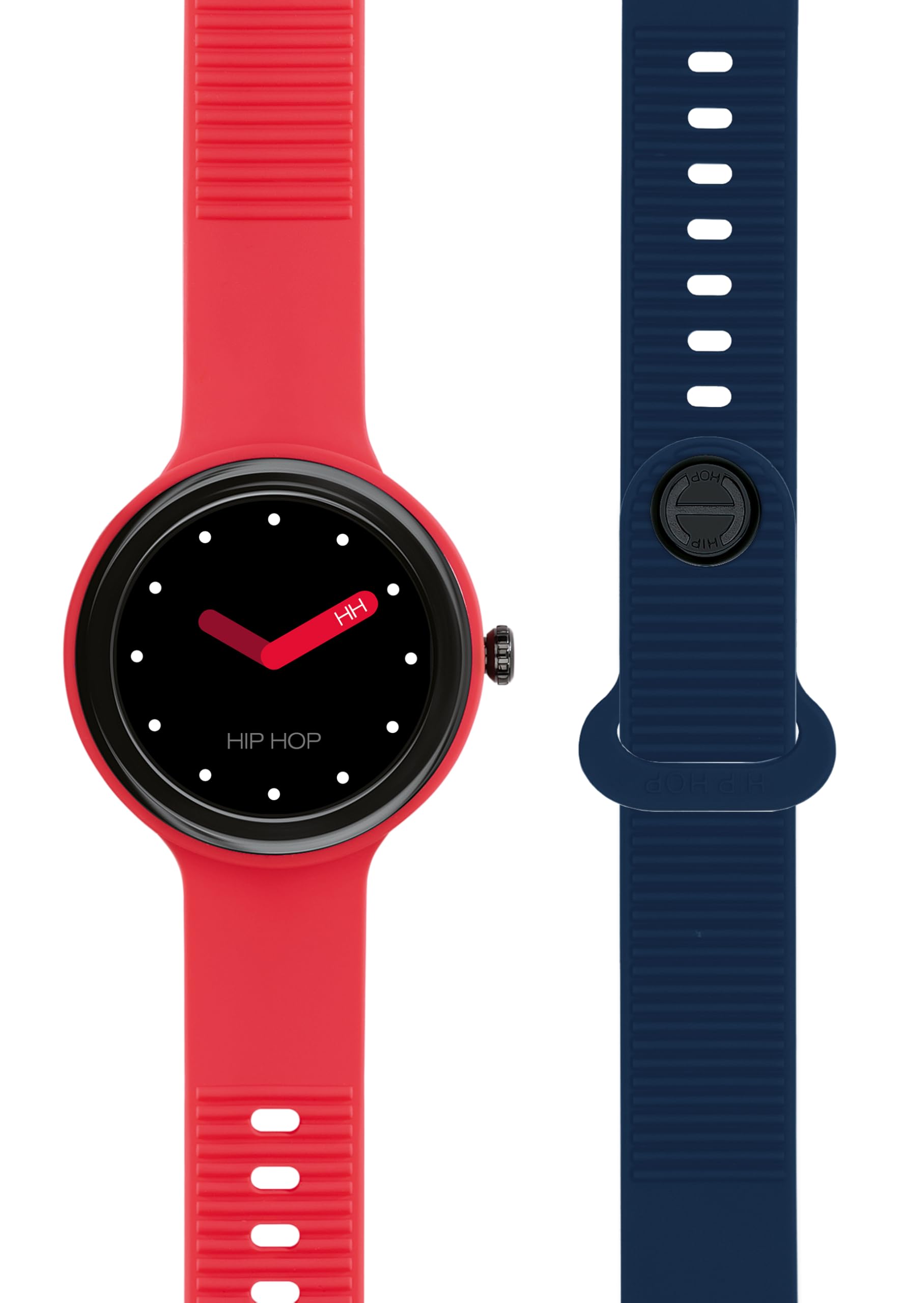HIP HOP HWU1202 Damski HERO.NEXT Tarcza MONO-KOLOROWA CZARNY mechanizm SMARTWATCH SMARTWATCH i CZERWONY SILIKONOWY PASEK, NIEBIESKI HWU1202