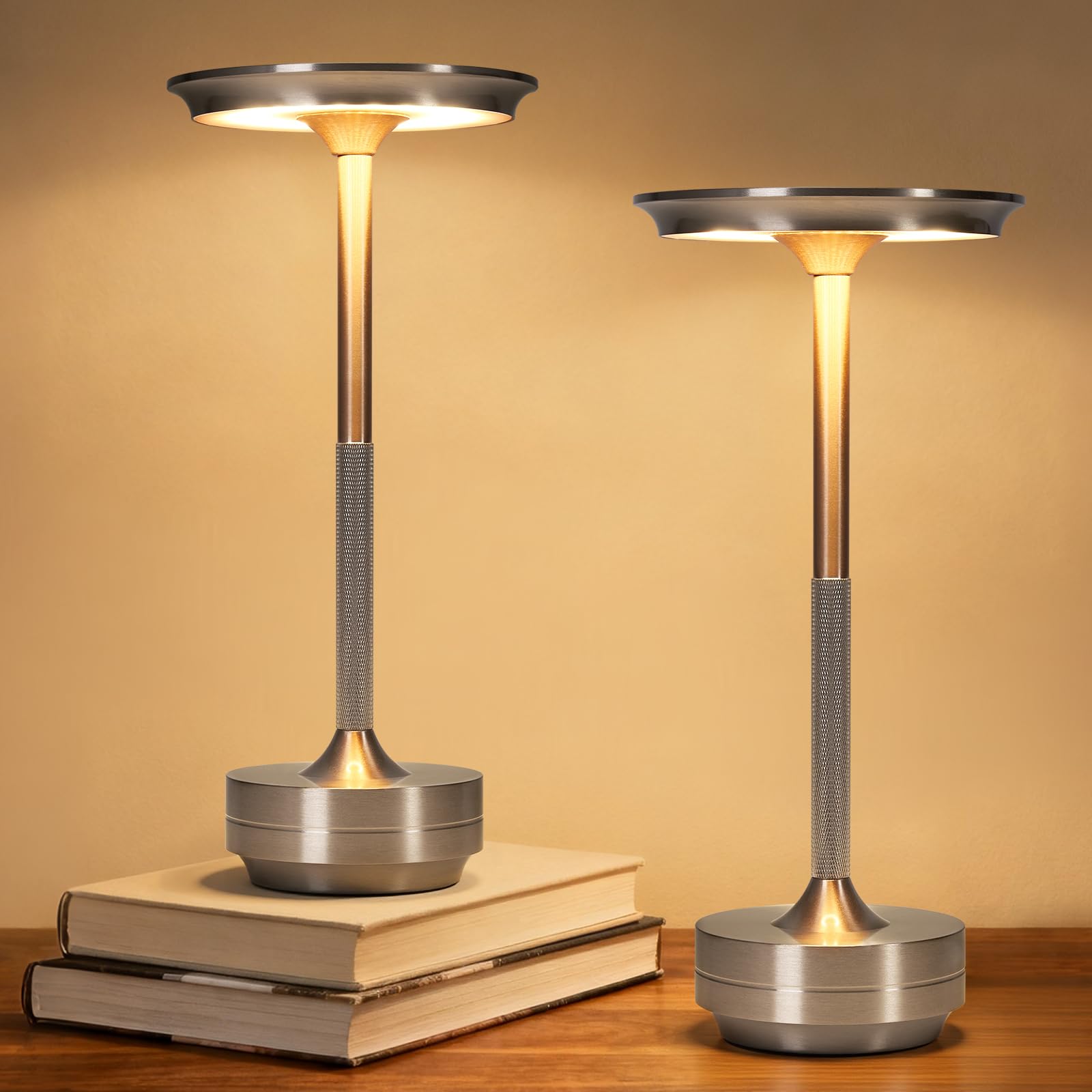 Ensemble de Lampes de Table Sans Fil VIMAZ, Lot de 2, Lampes de Touche Rechargeables, Lampes de Chevet, Lampes de Table LED Sans Fil Étanches Réglables de 3000-6000k, Lampe Portable Fonctionnant sur