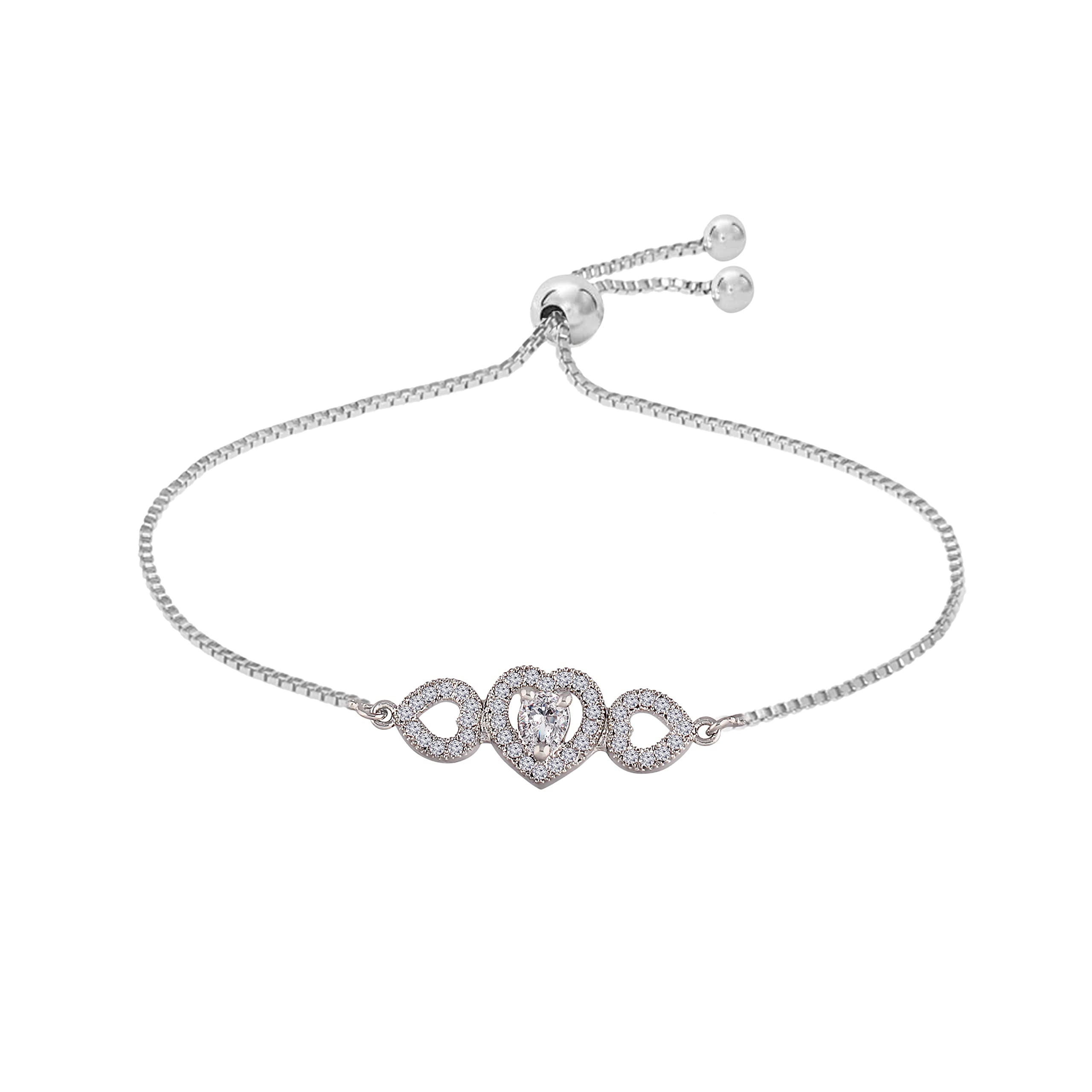 I Jewels Stylish Silver Plated Cubic Zirconia American Diamond Adjustable Bracelet For Women & Girls (B09Q5S6X26) Amazon Price History, Amazon Price Tracker