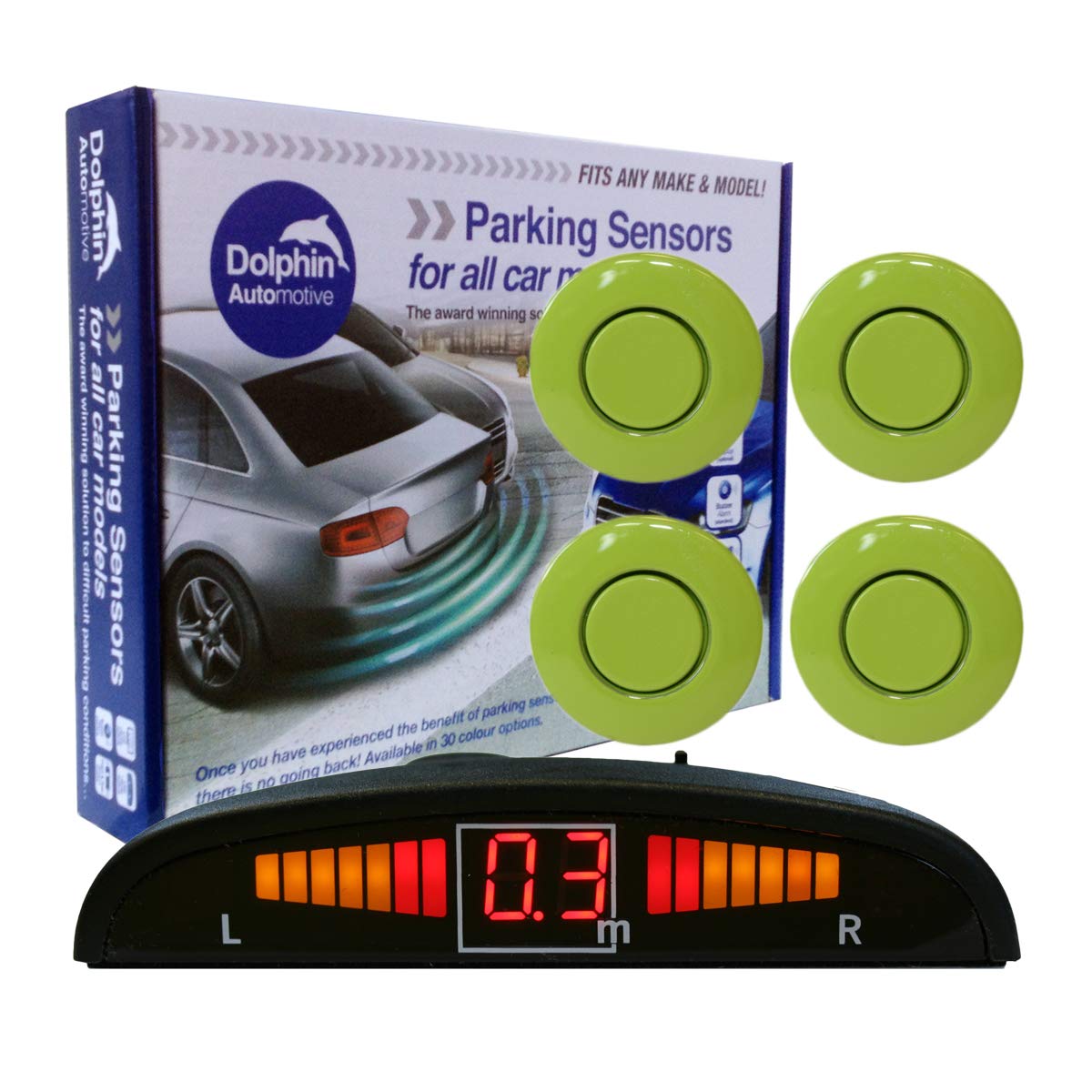 Dolphin Automotive DPS450 Reverse Parking Sensors In 32 Colours 4 Ultrasonic Radar Sensors Kit Audio & Display Alert System - Matt Black — view 9