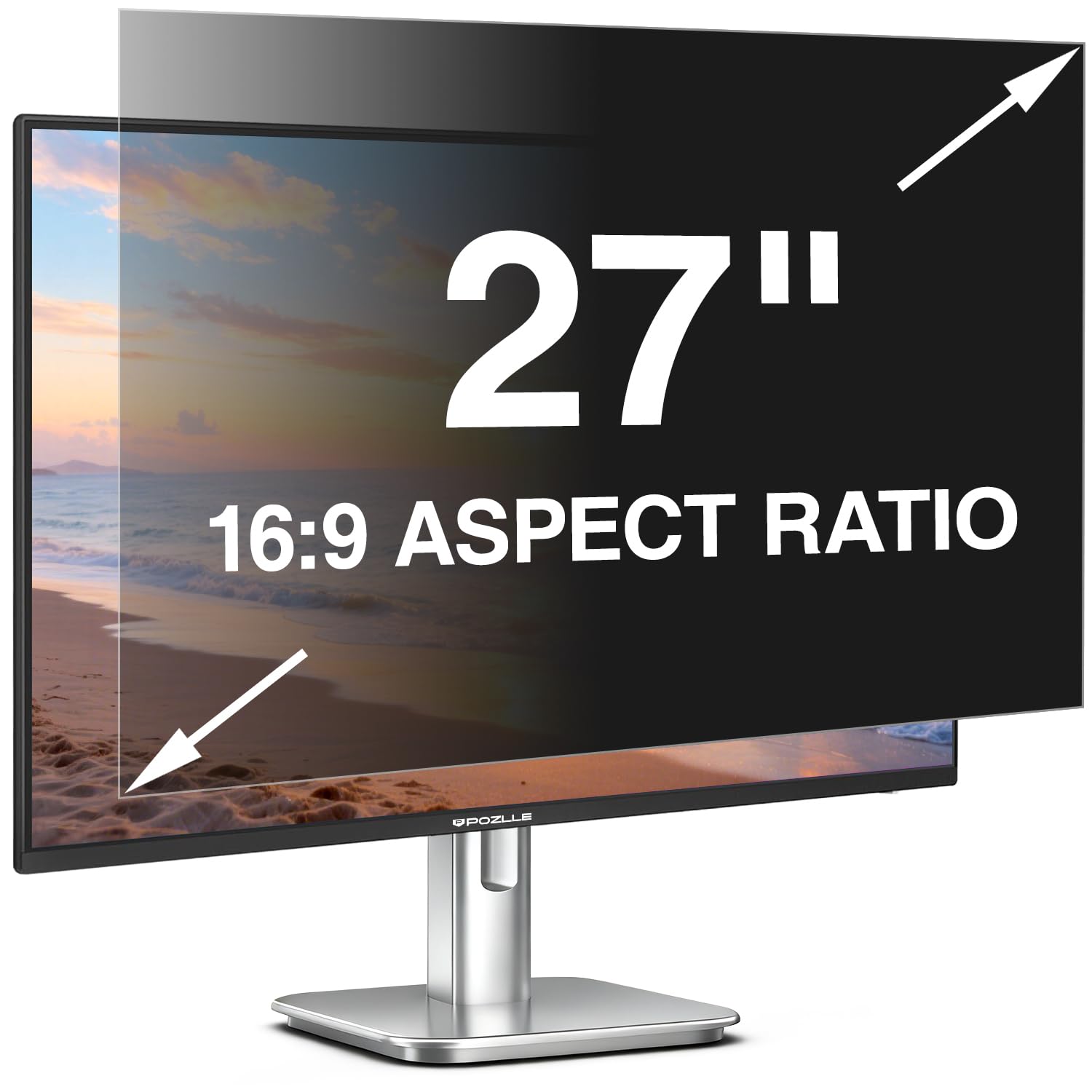 Pozlle Blickschutzfolie für 27 Zoll 16:9 (59.8 x 33.7 cm) Monitor, Blaulichtfilter, Blendschutz, Abnehmbar Sichtschutzfolie für Computermonitore, PC Blickschutzfilter für Büro
