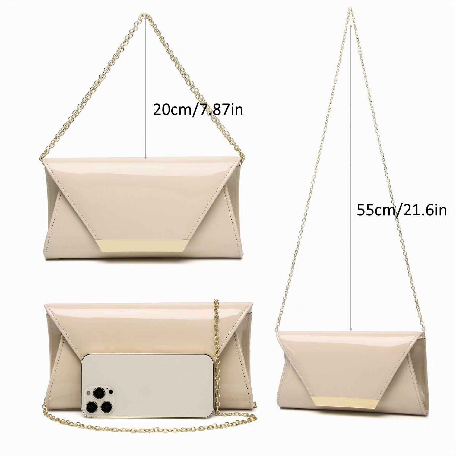 Pochette en cuir verni pour femme, sac à main élégant pour Noël, mariage, bal de fin d'année