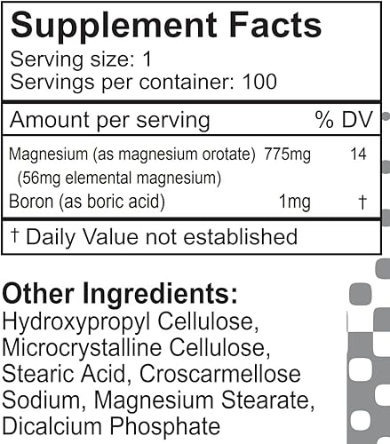 Miniatura 2 de LifeLink 's Orotato de magnesio | 775 mg x 100 tabletas | Cerebro, hueso, salud cardiovascular | Sin gluten y sin OMG | Fabricado en los Estados
