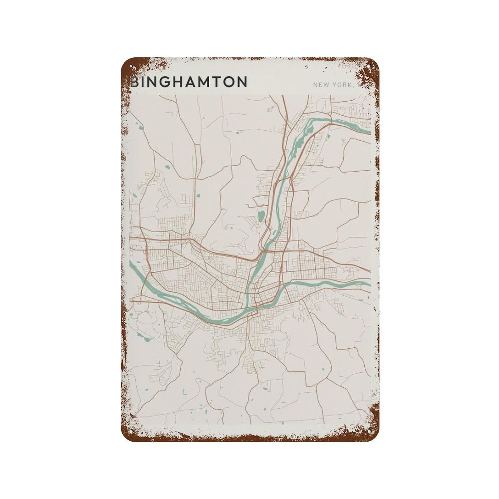 xiaoxiaoshen Binghamton Map New York Travel Gift Scandi (2) Wall Decor Art Metal Tin Poster Modern Home Decor Art Home Bar Shop Decorations Vintage Sign 30x20cm