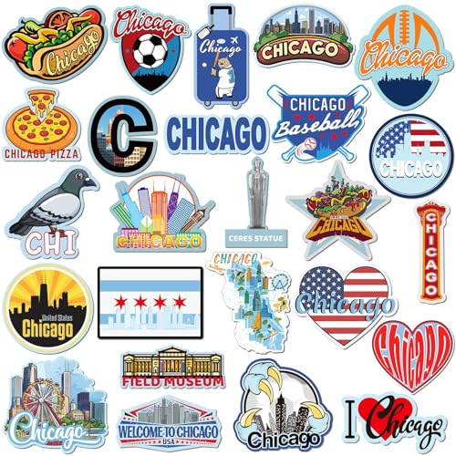 Fabbay 25 Pcs Chicago Fridge Magnet Magnetic Refrigerator Sticker...