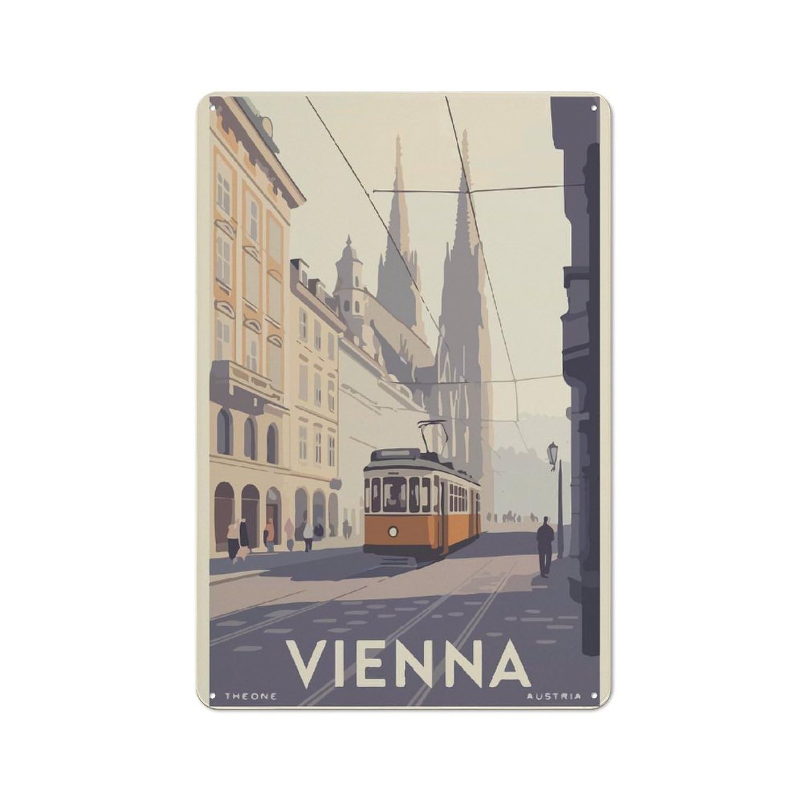 Junmoney Vienna Austria Travel Metal Wall Decor Sign, Home Decor Sign For Country Kitchen, Porch Wall Or Utility Room, Gift For Mum, Friends Or Flower Lovers, 30X20cm