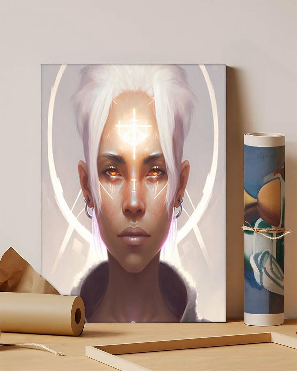 GADGETS WRAP Canvas Gallery Wrap Framed for Home Office Studio Living Room Decoration (11x14inch) - Cyberpunk Saint